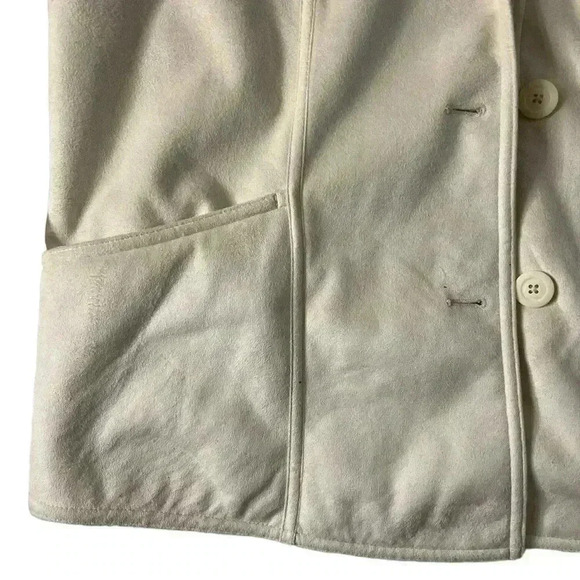 D & Co Faux Sherpa Button-up Vest size Large off white - Picture 2 of 7